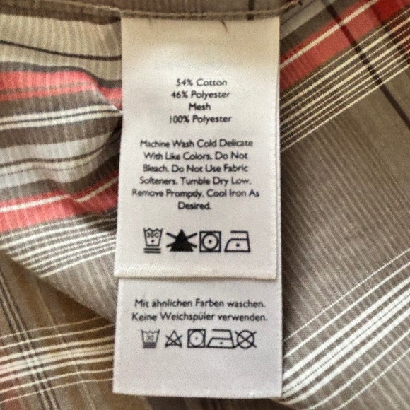 Eddie Bauer Classic Fit short sleeve cotton blend plaid button down shirt size L - Picture 11 of 16